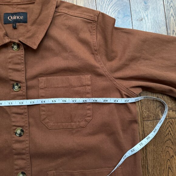 Quince Women's Comfort Stretch Brown Rust Chore Jacket SZ L Organic Cotton NWOT - Picture 9 of 12